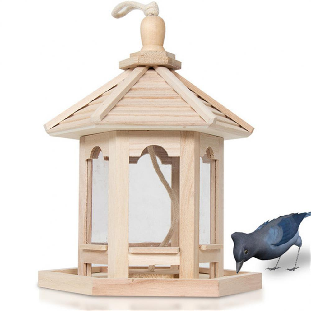 Wooden Bird Feeder with Clear Viewing Panel