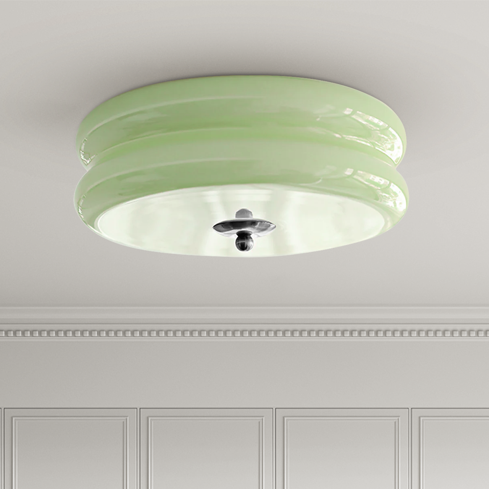 LED-Deckenleuchte zur Unterputzmontage mit einstellbarer Farbtemperatur, Glasschirm, 33 cm Durchmesser, für Schlafzimmer, Wohnzimmer, Esszimmer, moderner Art-déco-Stil | Thomler