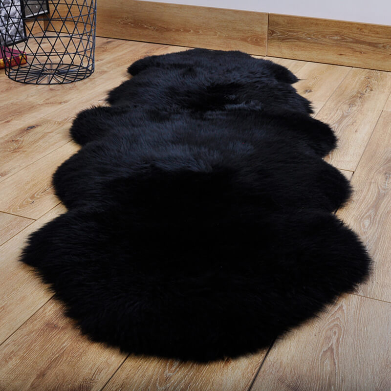 Alfombra de pasillo de piel sintética afelpada de 24 × 47 pulgadas, color beige, con base antideslizante, estilo piel de oveja ultrasuave para pasillo, dormitorio, entrada, sala de estar | Thomler