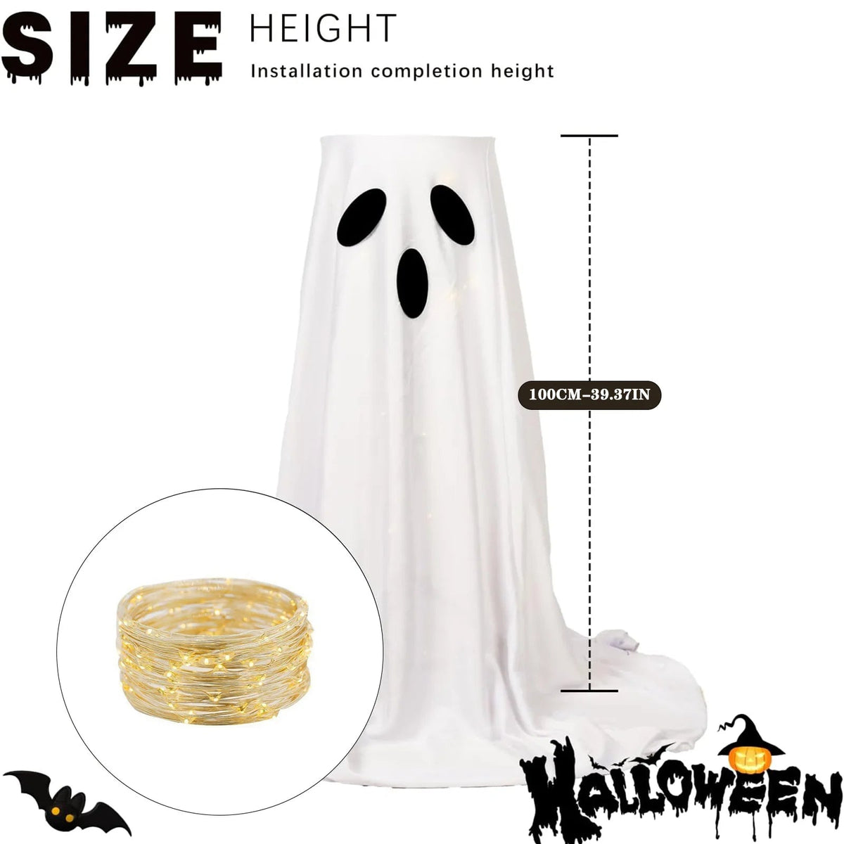 Verlichte Halloween-snoepkomstandaard met spookontwerp