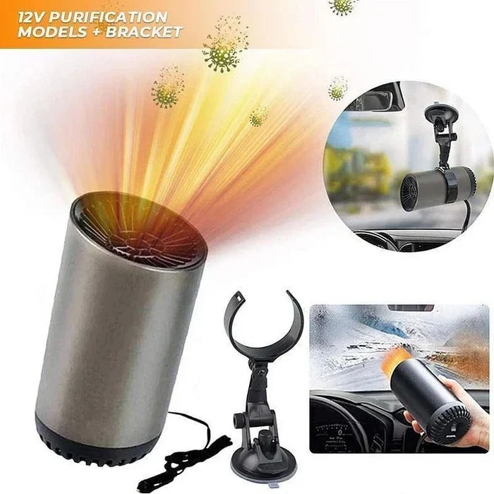 12V Draagbare Auto-verwarmingsventilator met 360° Rotatie voor Ontdooien en Ontwasemen, Dashboardhouder voor Voorruit, Bekerhouder, Winterreizen, Auto, SUV, Camper, Vrachtwagen | Thomler