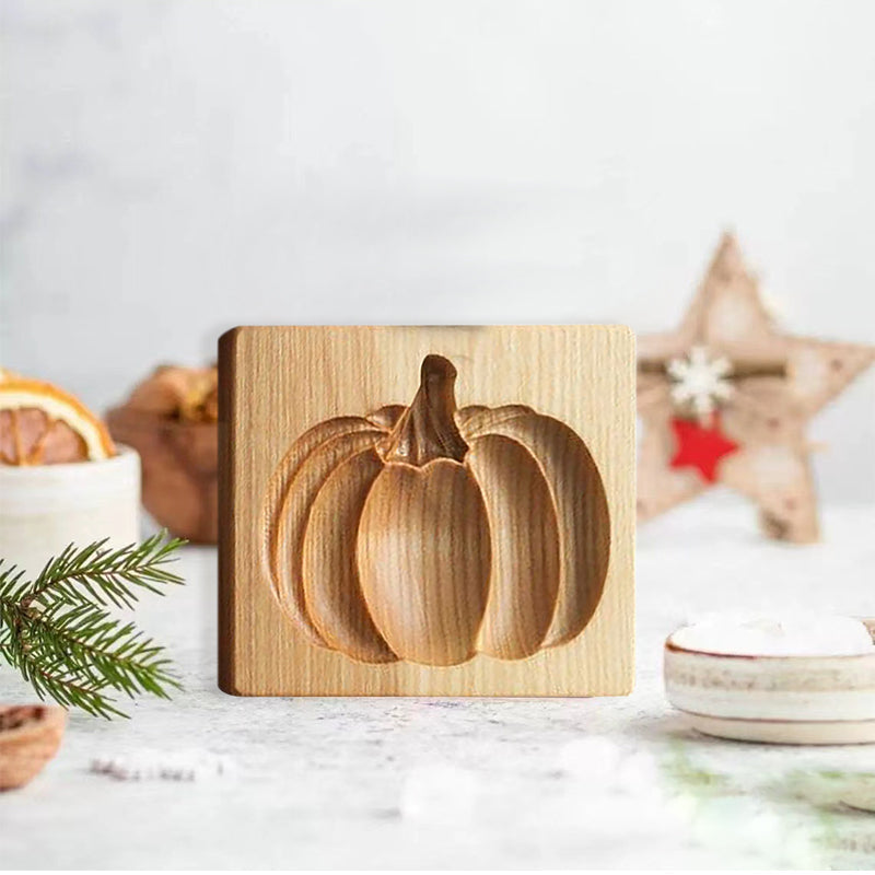 Cortador de galletas de madera con siete diseños estacionales y molde de presión y elevación