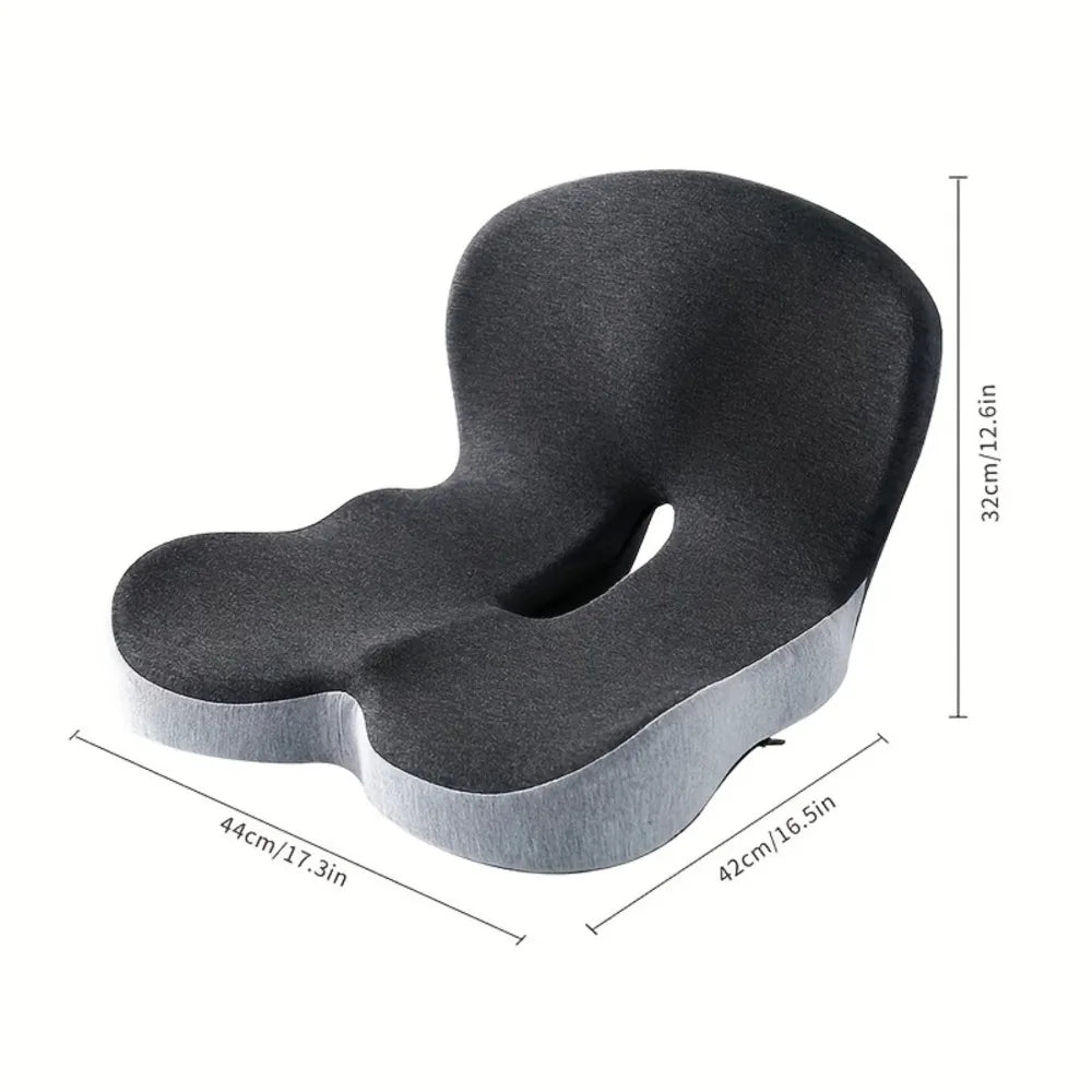 Sitzkissen mit Memory-Foam-Kern und gewölbter Rückenlehne, rutschfeste Unterseite