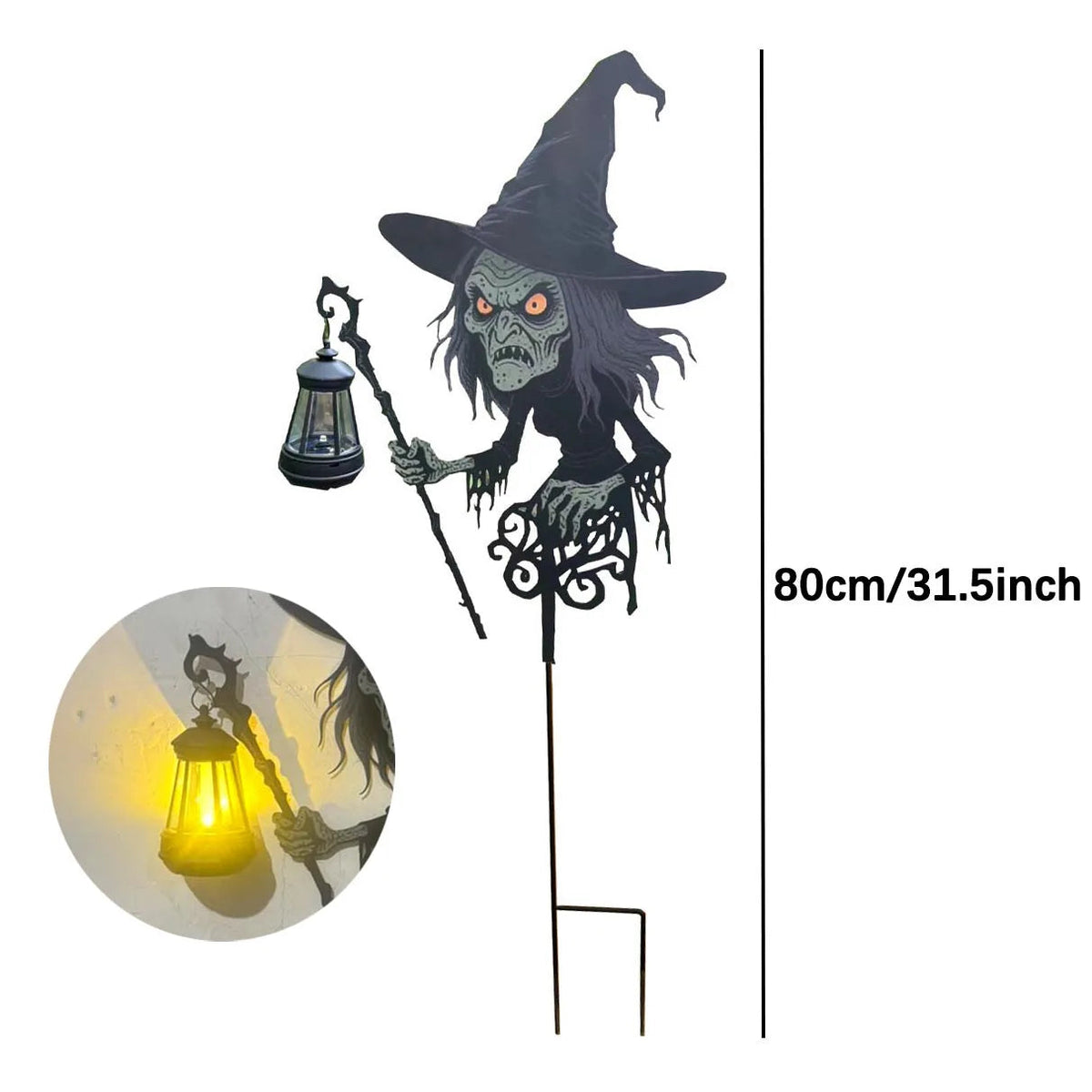 Halloween heksendecoratie met LED-verlichting