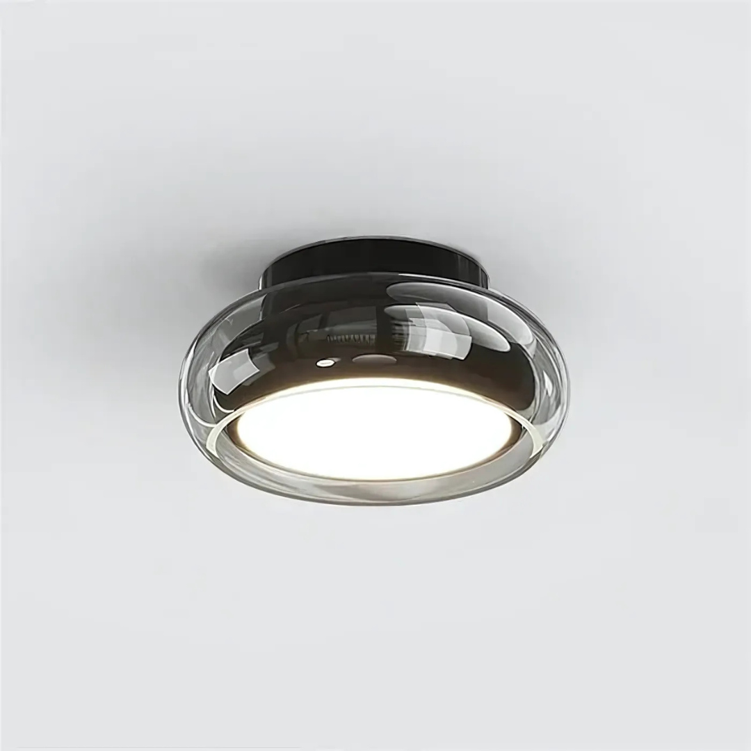 Flush Mount LED Ceiling Light 24W Amber Glass 12 Inch Warm White for Bedroom Hallway Entry Retro Style Modern Fixture Home Lighting | Thomler
