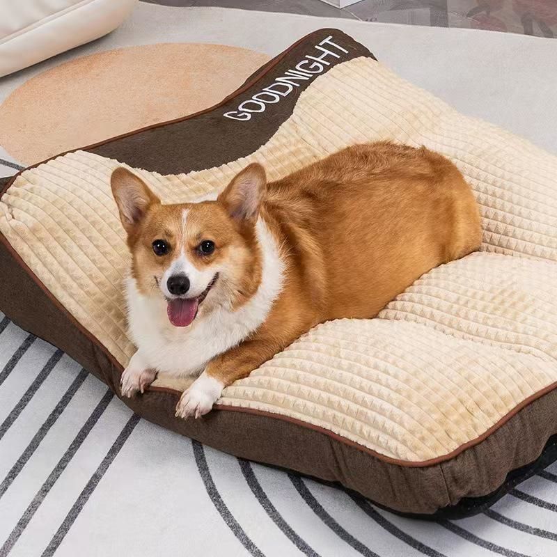 Plush Bolster Pet Lounger with Supportive Rim for Medium to Large Dogs – Cushioned Sleeping Pad in Brown – Removable Washable Cover – 31 × 2 | Thomler