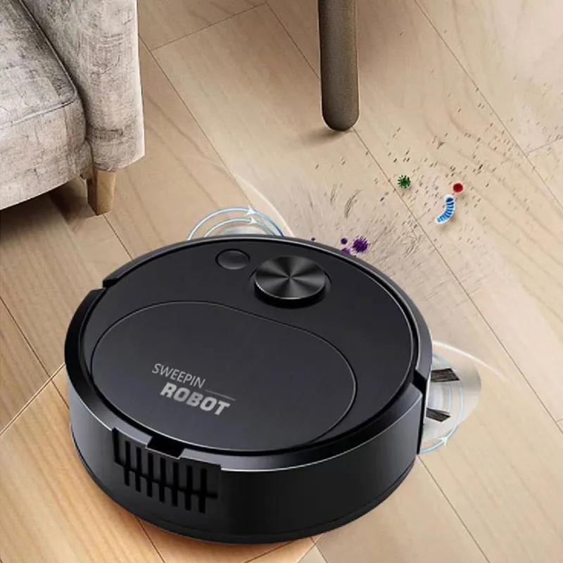 Kabelloser Saug- und Wischroboter, 23 cm (9 Zoll) breit, schmales Profil, selbstnavigierend, für Hartholz, Fliesen, Laminat, Tierhaare und Staub, für mehrere Oberflächen, wiederaufladbar | Thomler