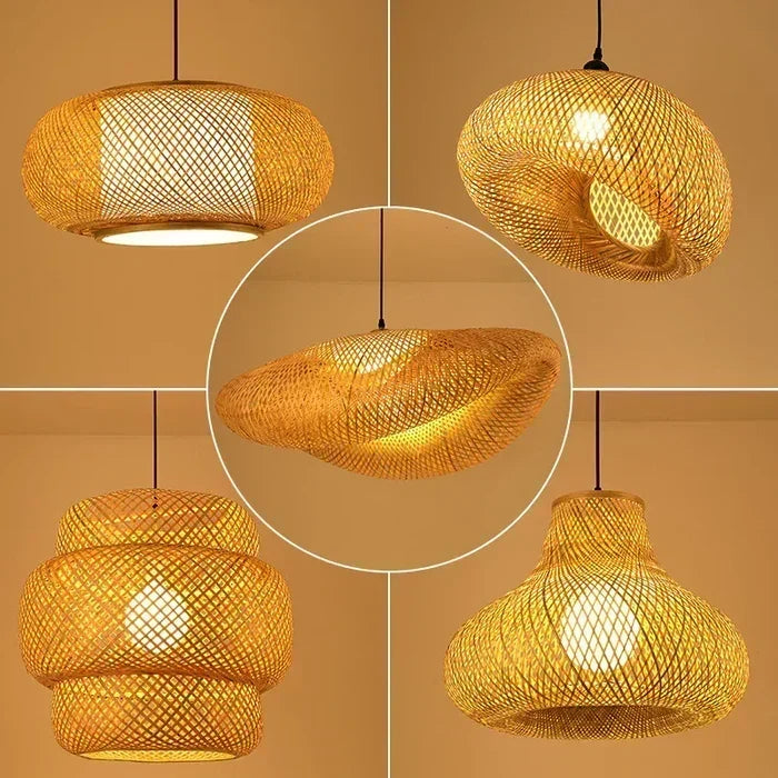 Handgeweven rotan hanglamp, natuurlijke gevlochten plafondlamp, rustieke boerderijstijl hanglamp voor eetkamer, keukeneiland en boho interieur