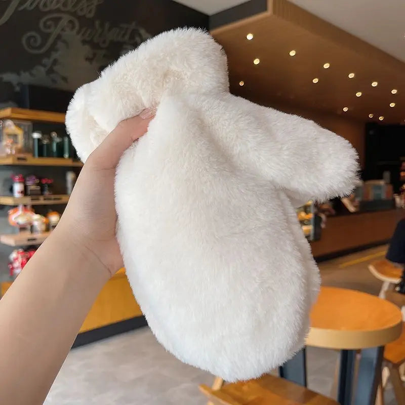 Donzige pluche wanten winter warme handschoenen