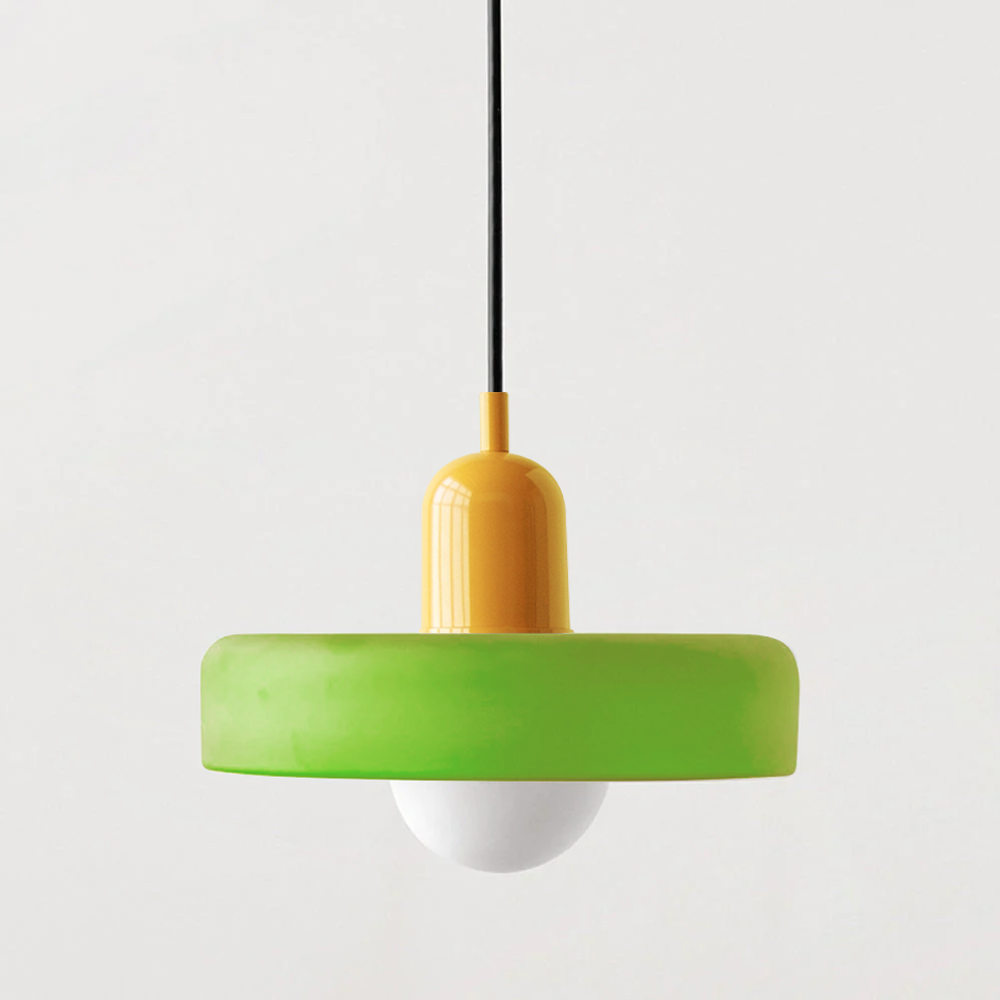 Colored Glass Pendant Light with Adjustable Cord for Dining Room & Living Room – Mid-Century Modern Geometric Hanging Fixture | Thomler