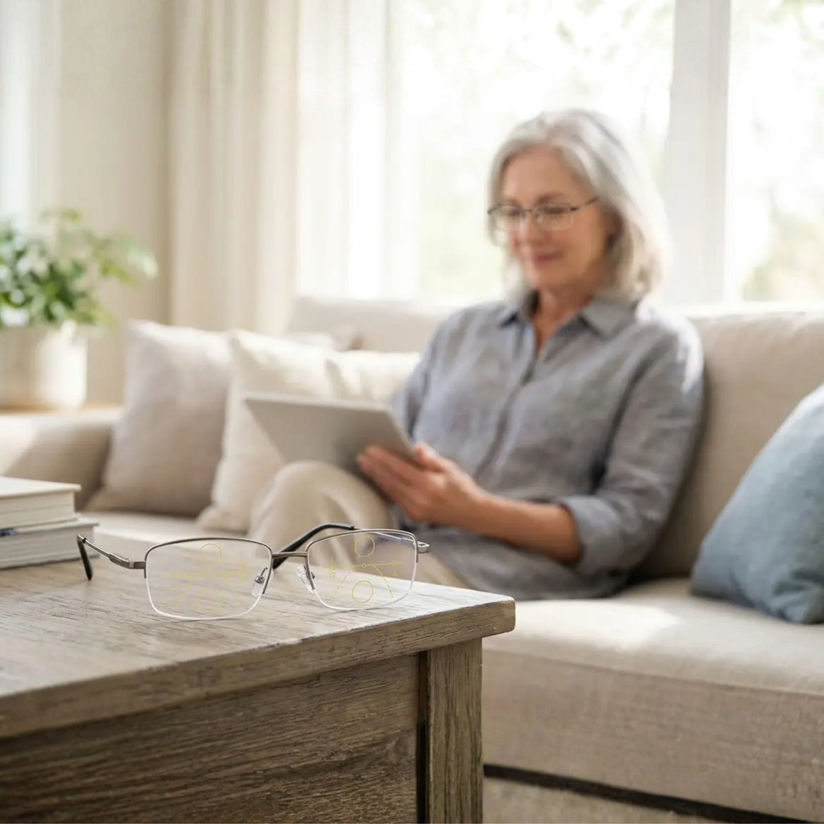 Progressive Reading Glasses with Blue Light Filter & Anti-Glare Coating for Screen Use, Books & Distance Vision | Multifocal Polycarbonate L | Thomler
