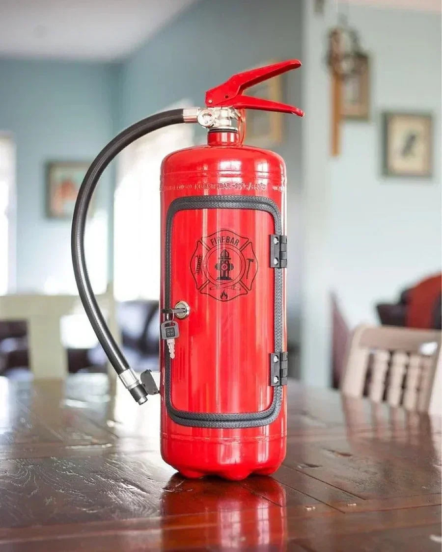 Disguised Fire Extinguisher Liquor Cabinet for Man Cave & Home Bar | Hidden Bottle Storage Container with Accessories | Thomler