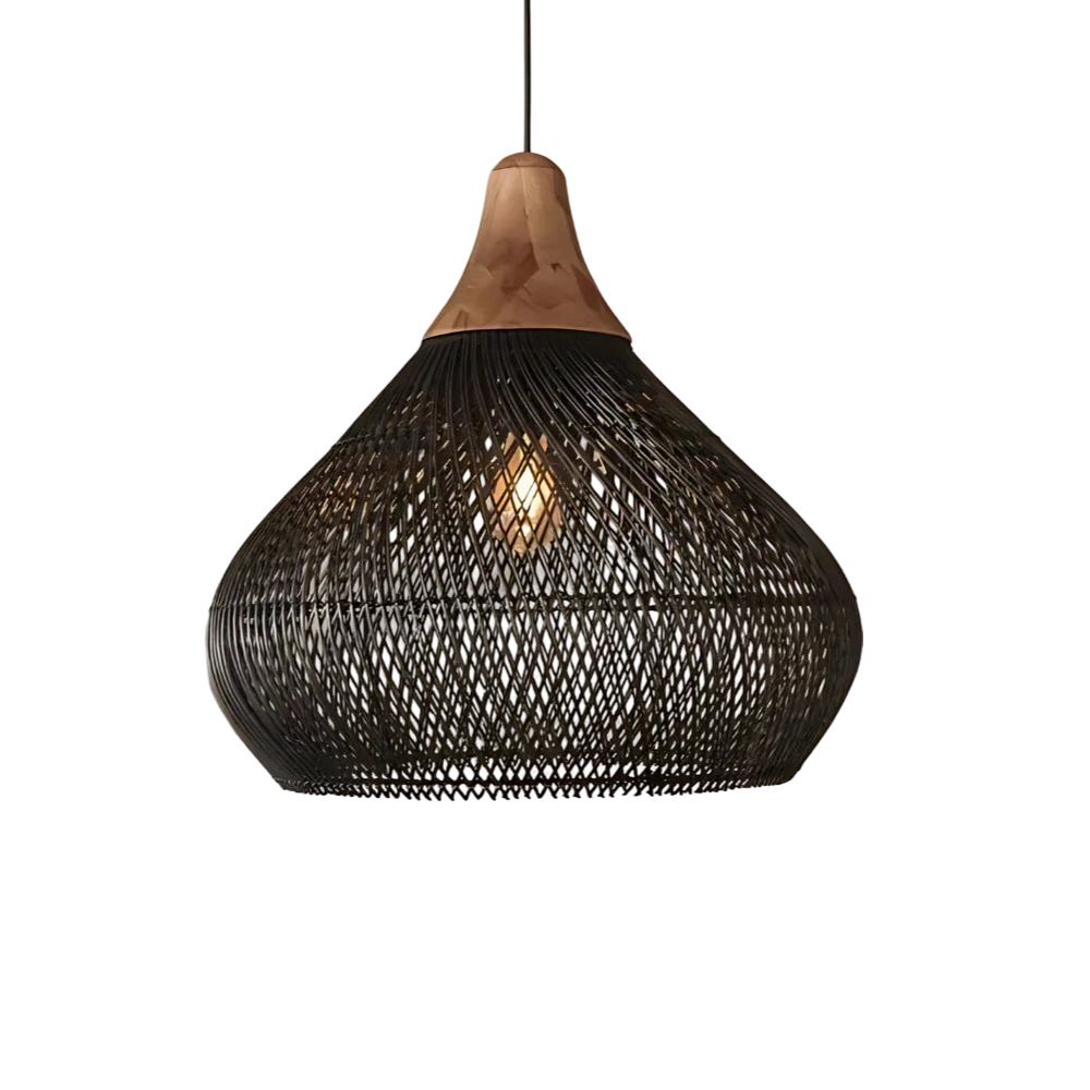 Geweven rieten plafondlamp 20 inch, kap van natuurlijke vezels voor kookeiland, eetkamer, hanglamp in boho-, boerderijstijl met organische textuur van touw | Thomler