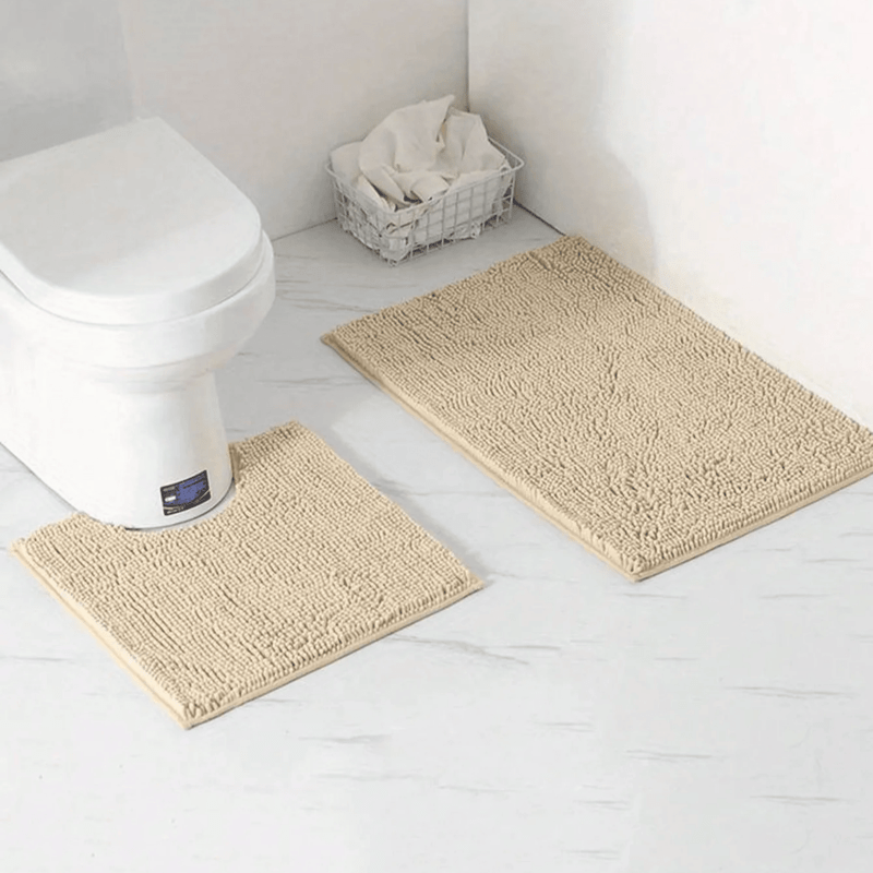 Plüsch-Chenille-Badematte, rutschfester, wasserabsorbierender Bodenteppich für Dusche, Bad, Toilette, Blau, 50 × 80 cm, weiches Polyester, rutschfeste Unterseite für W | Thomler
