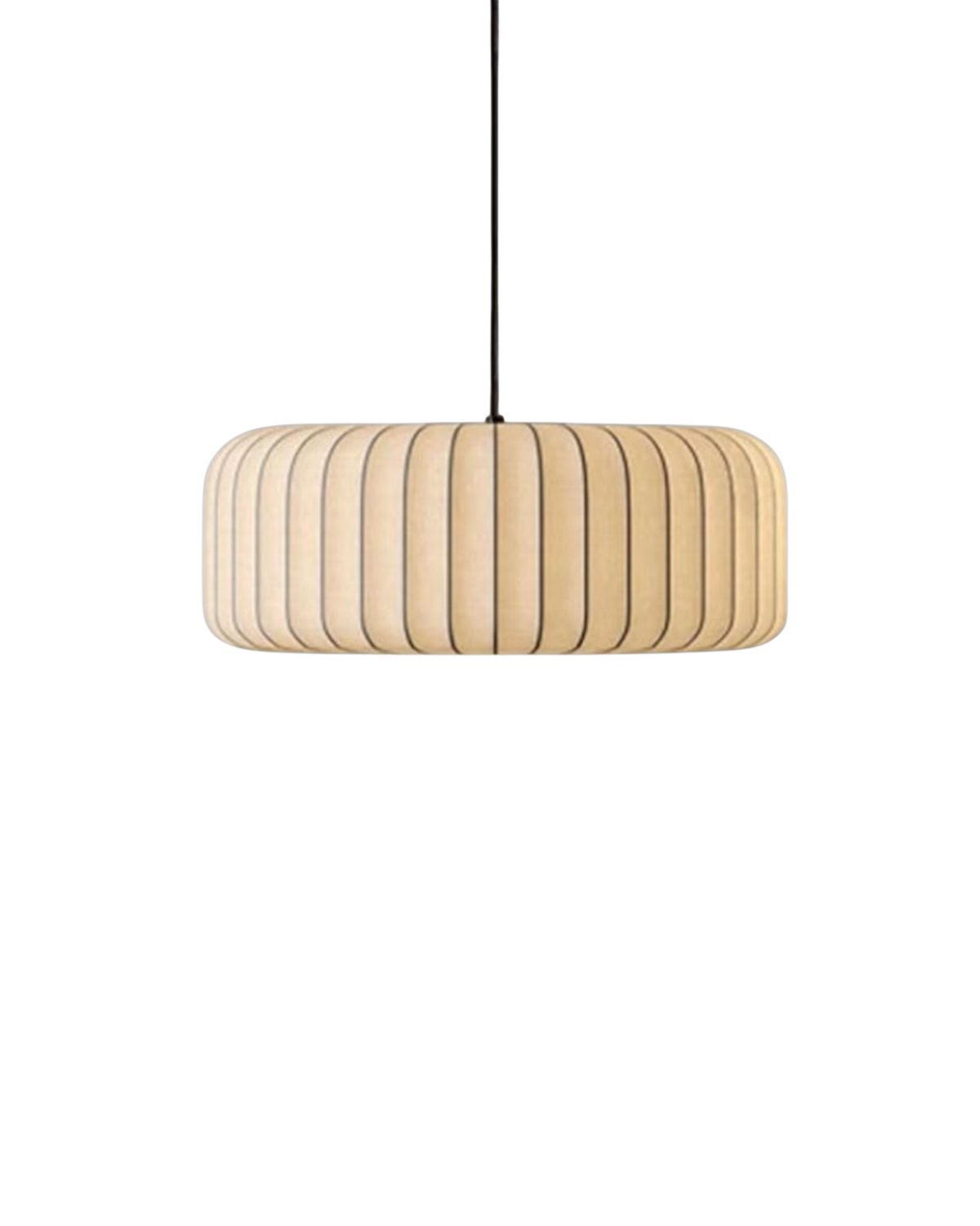 Hanglamp met stoffen trommelkap, 22 inch, neutrale tint, voor eetkamer of keukeneiland, modern Japandi-stijl, E27-fitting | Thomler