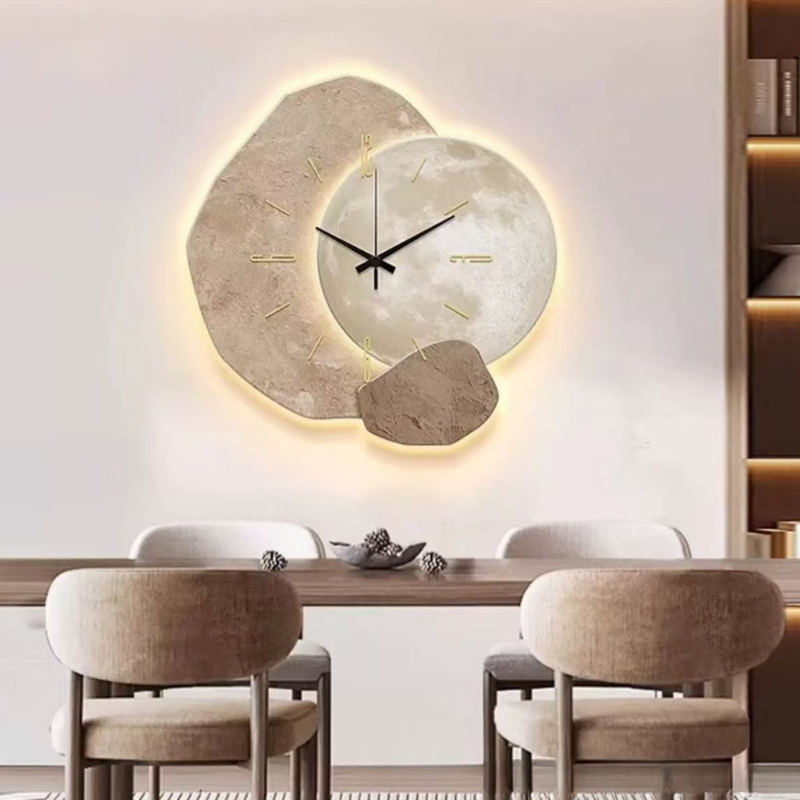 Sculptural Beige Timepiece Silent Sweep Hand Textured Face Modern Nordic Home Bedroom Study Office Hallway Feature Wall Minimalist Japandi Q | Thomler