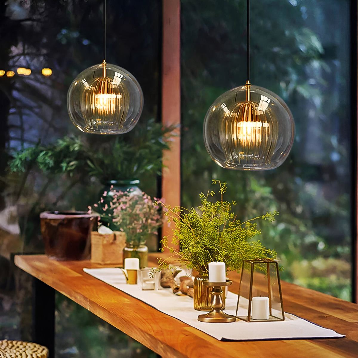 Spherical Glass Hanging Light with Adjustable Height for Kitchen Island, Dining Table, Bedroom | E27 Socket | Modern Orb Fixture for Home an | Thomler