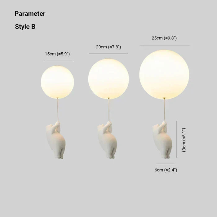 Kinder-Deckenleuchte Kinderzimmer Bär Ballon Pendelleuchte LED-Lampe Schlafzimmer Spielzimmer Deko Warmweißes Licht Tiermotiv Hängeleuchte
