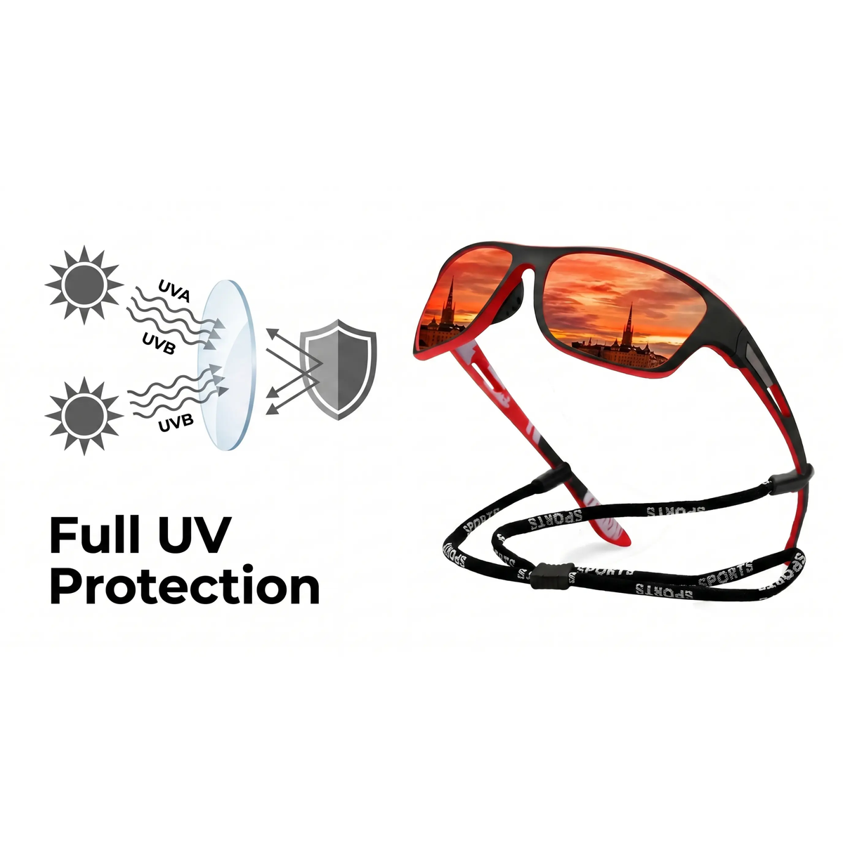 Gafas de sol deportivas envolventes con lentes polarizadas antirreflejo y protección UV para correr, ciclismo y senderismo | Gafas deportivas para hombres y mujeres