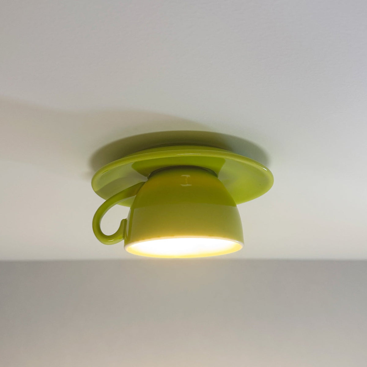 Ceramic Coffee Cup Flush Mount Light for Bedroom Living Room Kitchen Modern Decorative LED Fixture 110V Hardwired Compact Playful Design Amb | Thomler