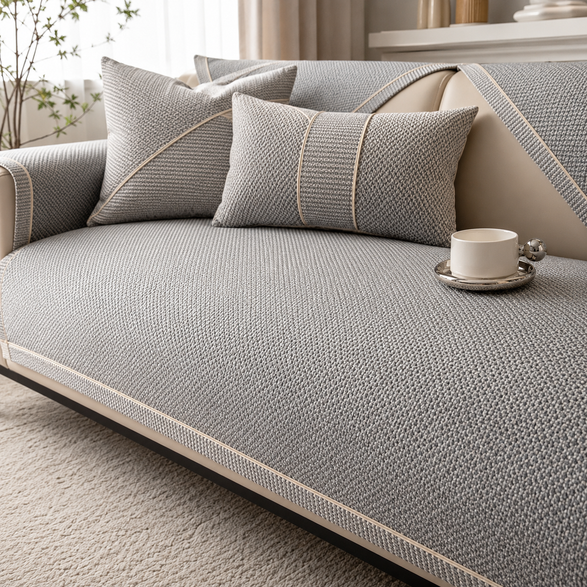 Quilted Non-Slip Sofa Cover with Latex Grip – Mix-and-Match Protection for Couch Seats, Backs & Arms