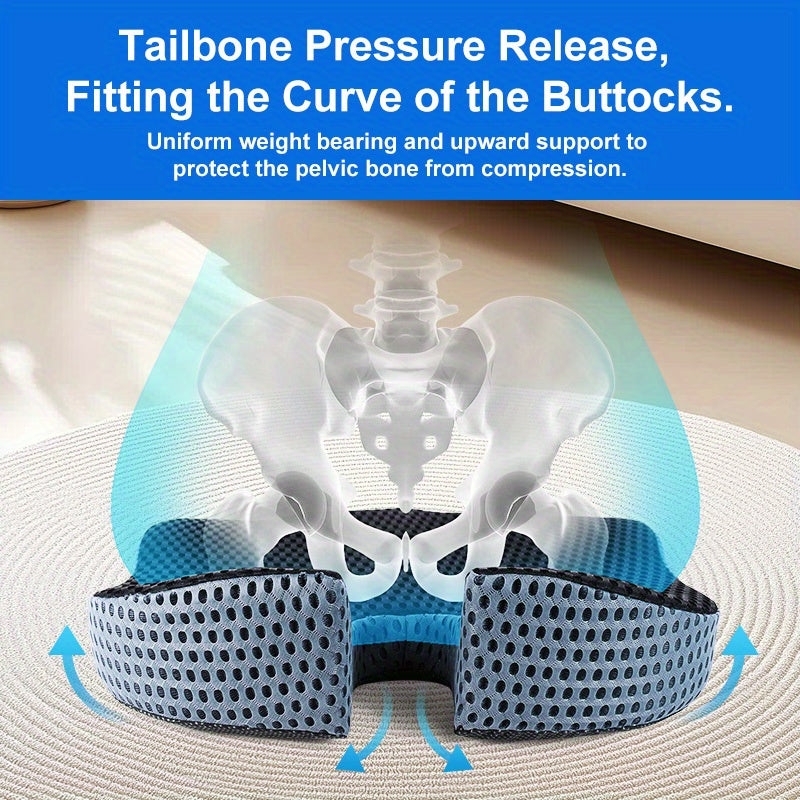 Contoured Car Seat Cushion with Memory Foam Support for Coccyx Relief and Posture Improvement | Thomler
