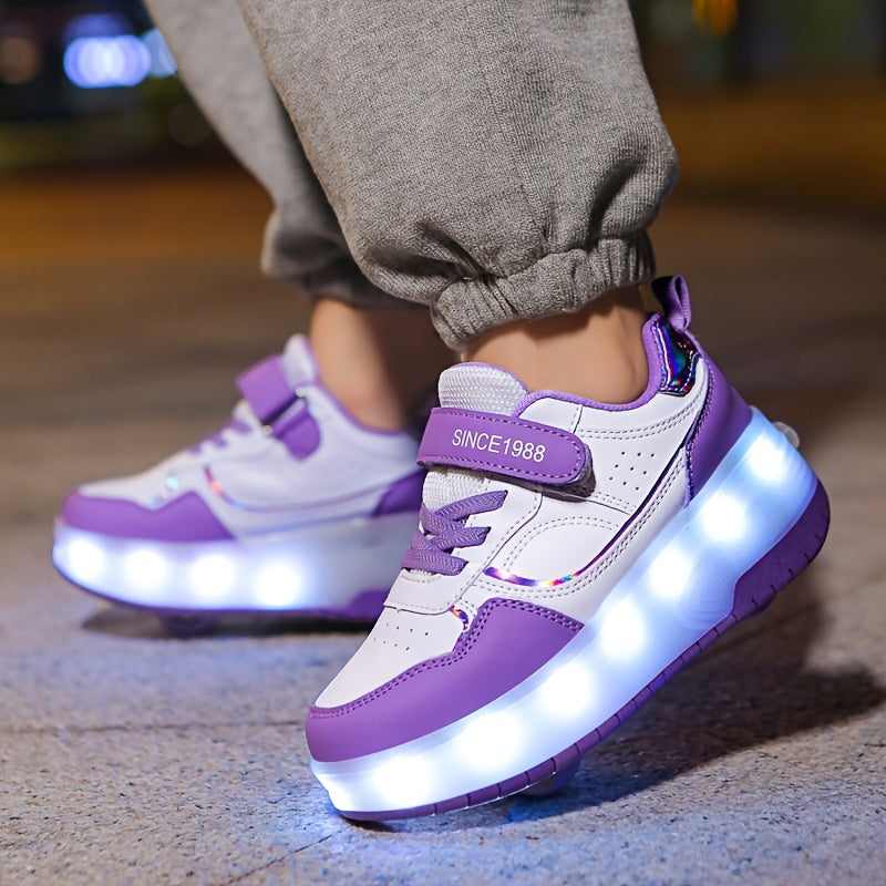 LED-Rollschuh-Sneaker für Kinder mit abnehmbaren Rollen – USB-aufladbare Inlineskates für Jungen & Mädchen