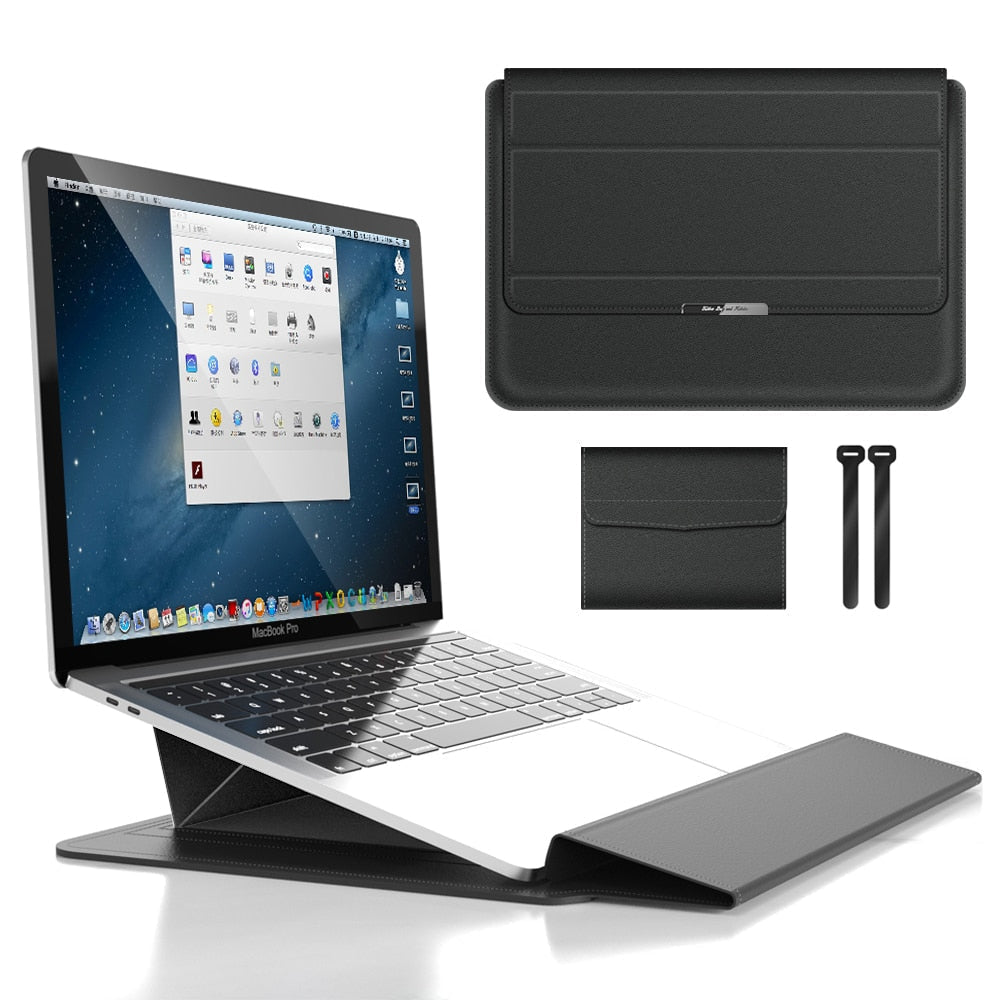Convertible Notebook Case with Adjustable Angle Riser 11-16 Inch Slim Carrying Pouch Workspace Organizer for Remote Workers Students | Thomler