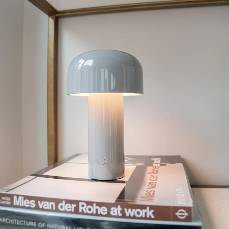 Rechargeable LED Mushroom Desk Lamp 8.3 in Cordless Touch Dimmer Warm White Portable Nightstand Light for Bedroom Living Room Patio Outdoor | Thomler