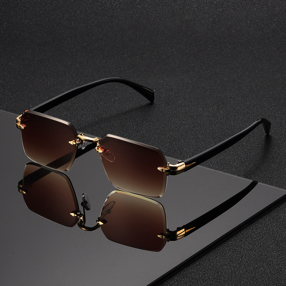 Randlose quadratische Brille für Herren – Leichter Metallrahmen im modernen, minimalistischen Stil