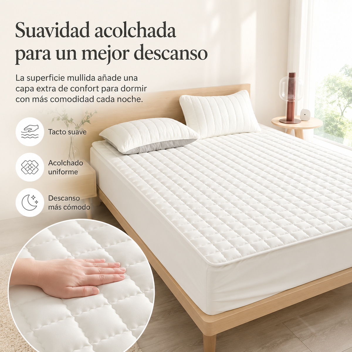 Quilted Waterproof Mattress Protector with Breathable Layer for Deep-Pocket Beds