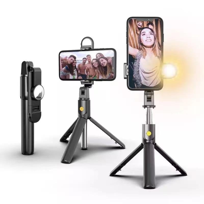 Kabelloser Selfie-Stick mit Aufhelllicht und Stativfuß, 110 cm ausziehbar