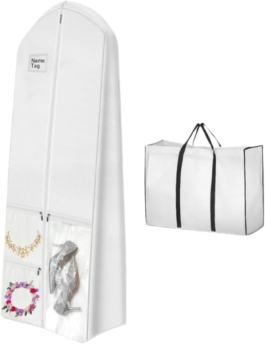 Bruidsjurk kledinghoes 70 inch over de volledige lengte met schoenenvakken voor trouwjurk, galajurk, formele kleding, reisopslag, bruidsmeisjesjurk, missverkiezing