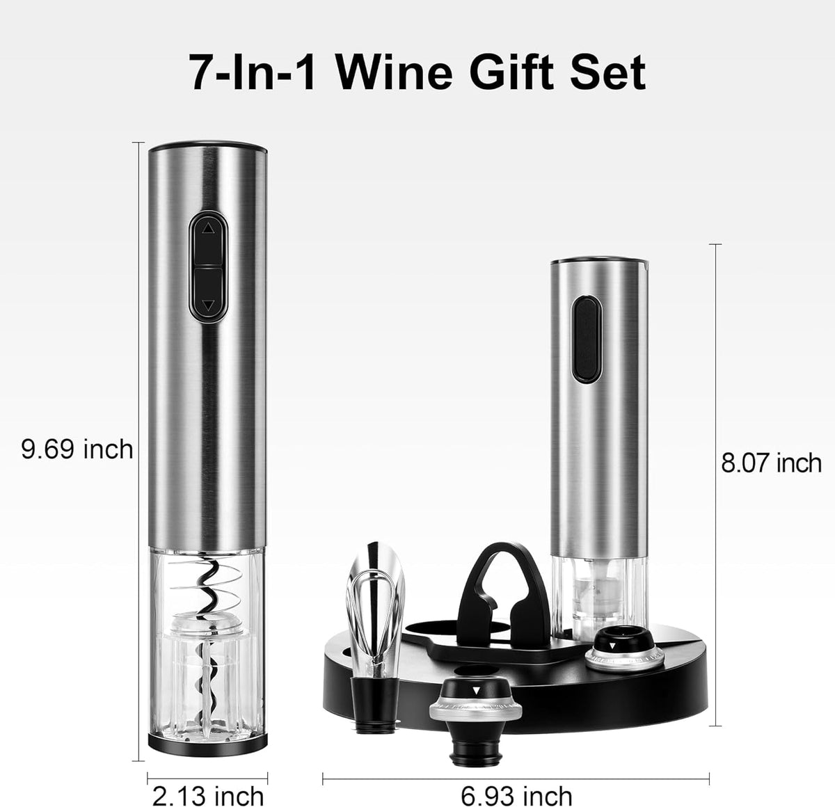 Elektrisches Weinöffner-Set mit Vakuumverschluss, automatischem Korkenzieher, Folienschneider, Ladestation, bis zu 30 Flaschen pro Ladung