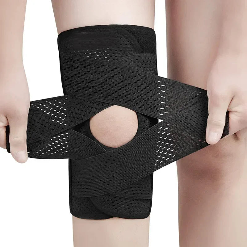 Adjustable Knee Brace with Stabilizing Straps – Breathable Compression Sleeve for Sports