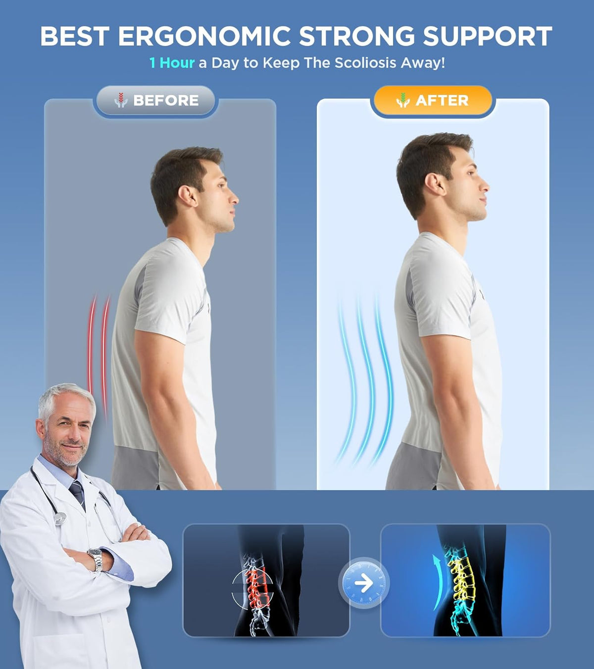 Lower Back Support Belt with Breathable Mesh & Adjustable Compression
