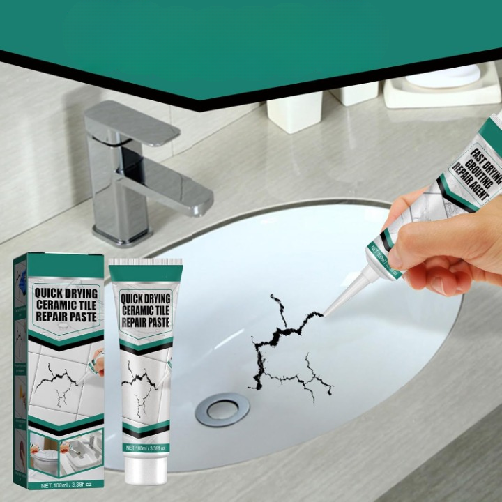 Ceramic Repair Filler 3.5 fl oz Waterproof Surface Restorer for Cracked Porcelain Marble Bathroom Kitchen Floors Walls Indoor Outdoor Finish | Thomler