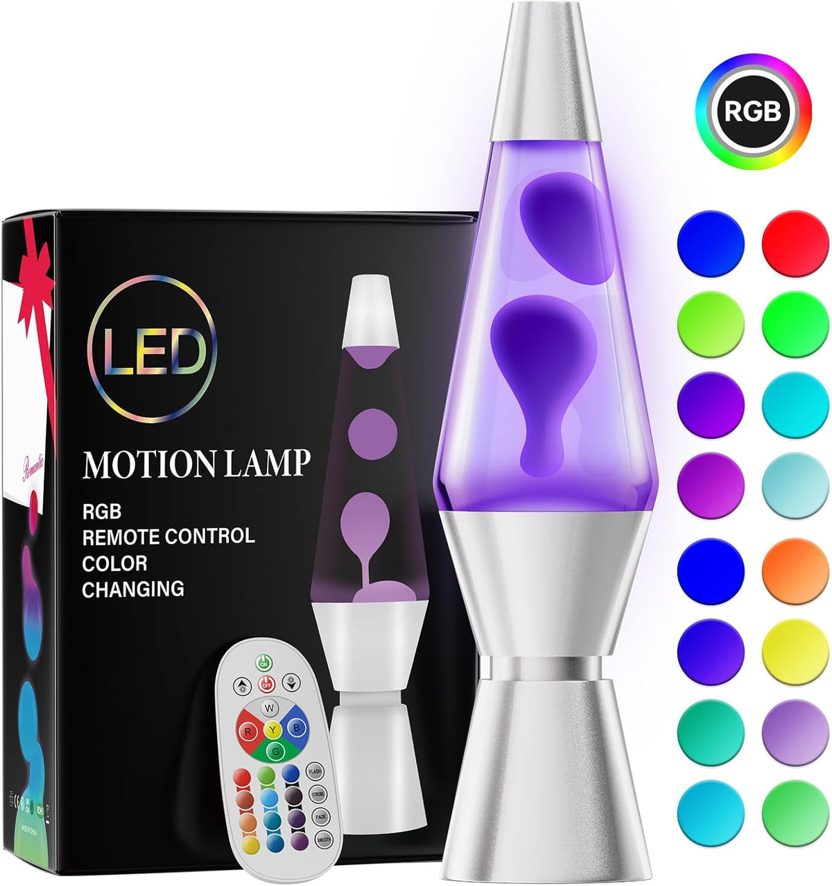 LED-Lavalampe mit 17 Farbeinstellungen und kabelloser Fernbedienung