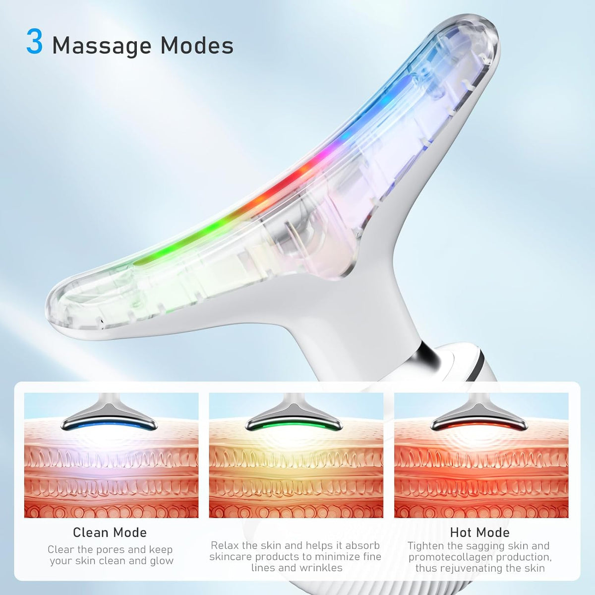 Facial and Neck Massager with LED Light and Warmth