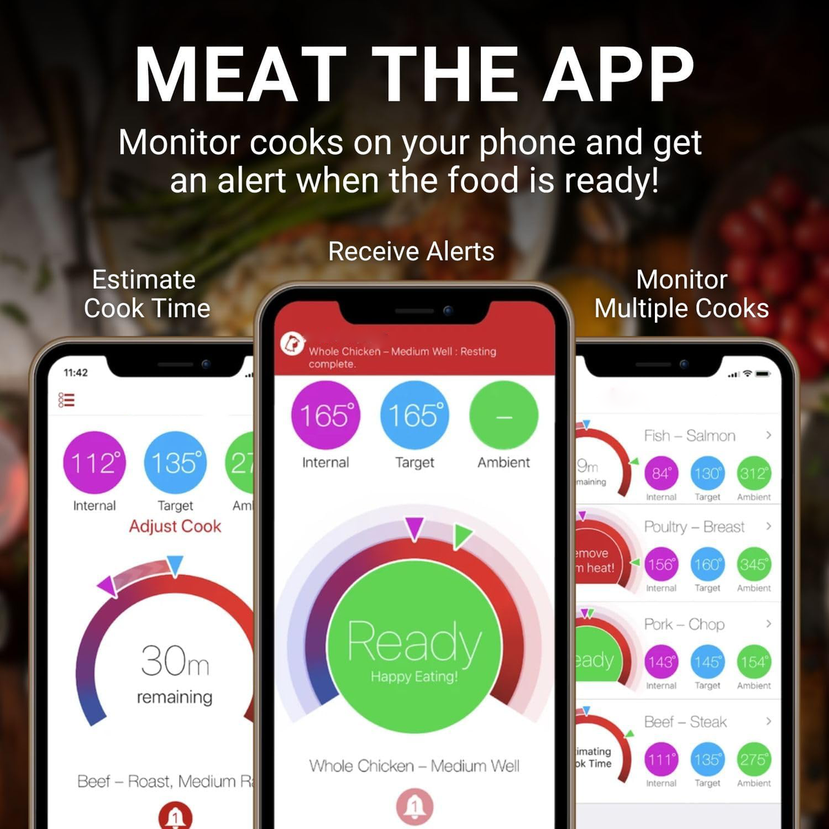 Wireless Meat Thermometer with Bluetooth and App