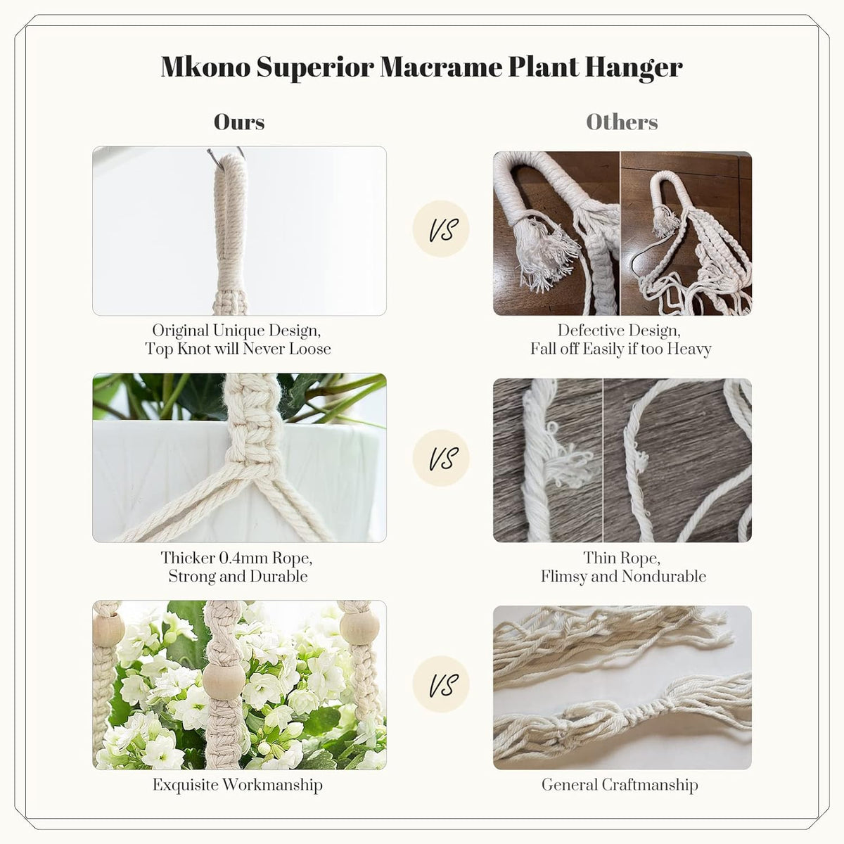 Macrame Hanging Planter in Cotton Cord