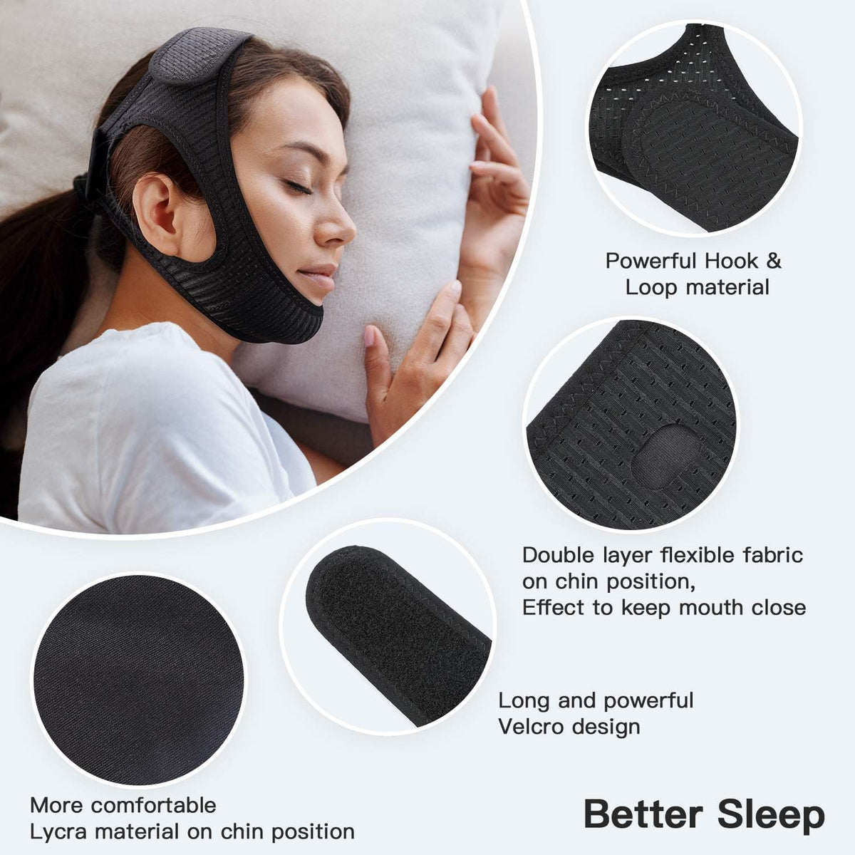 Sleep Strap for Mouth Breathing Support – Adjustable Chin Wrap for Nighttime Comfort & Better Rest | Thomler