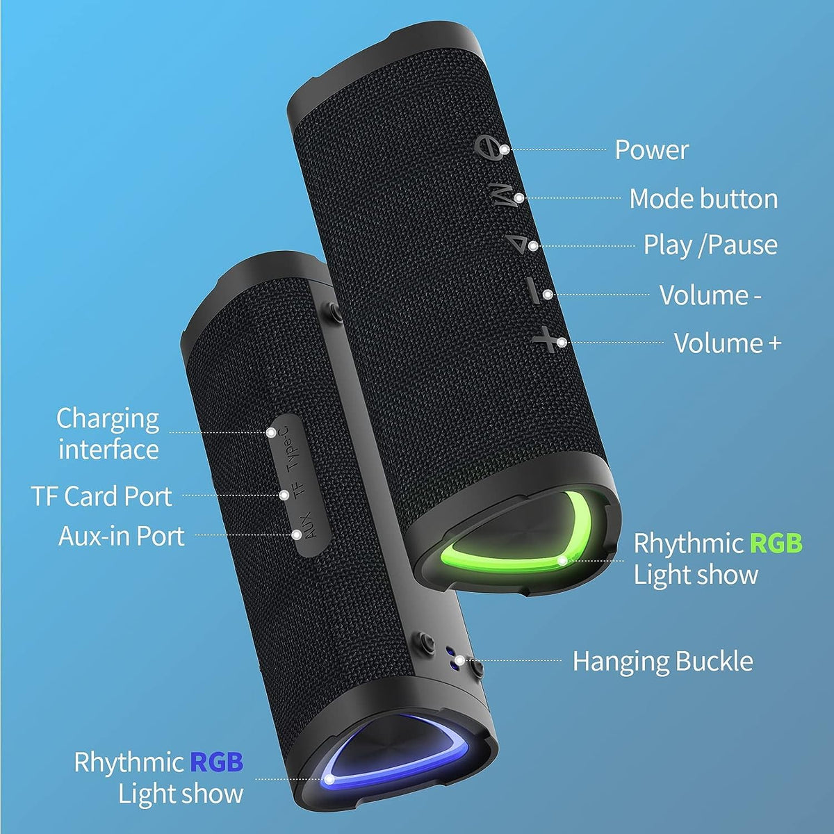 Tragbarer kabelloser Bluetooth-Lautsprecher