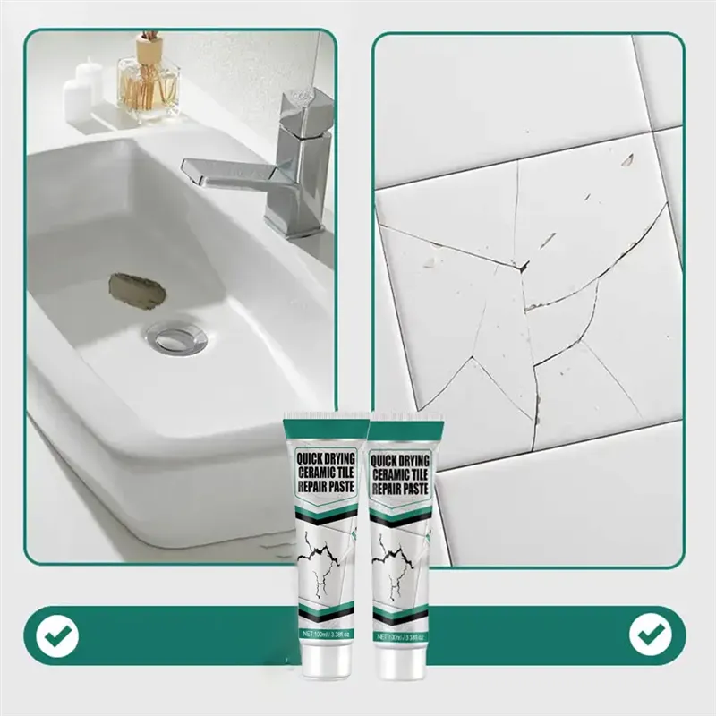 Ceramic Repair Filler 3.5 fl oz Waterproof Surface Restorer for Cracked Porcelain Marble Bathroom Kitchen Floors Walls Indoor Outdoor Finish | Thomler