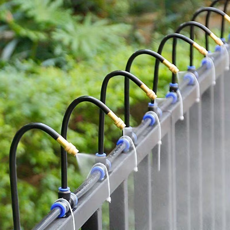 Garden Watering System 0.3 in Hose with Adjustable Brass Spray Nozzles for Patios Balconies Raised Beds Greenhouses | Thomler