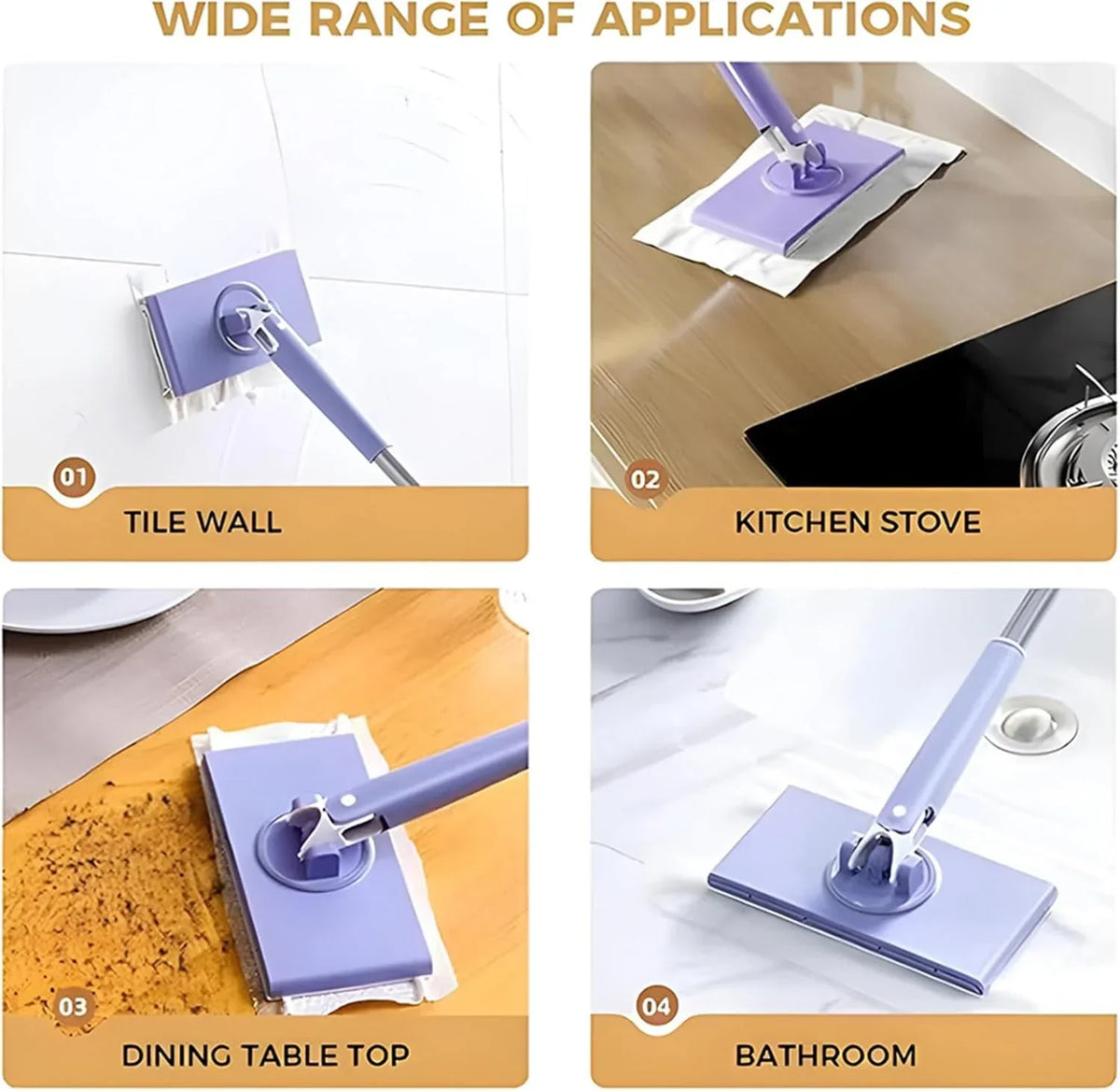 Hands-Free Flat Mop System with Swivel Head & Wall Mount for Hardwood, Tile & Laminate Floors | Easy-Release Pad Changer | Thomler