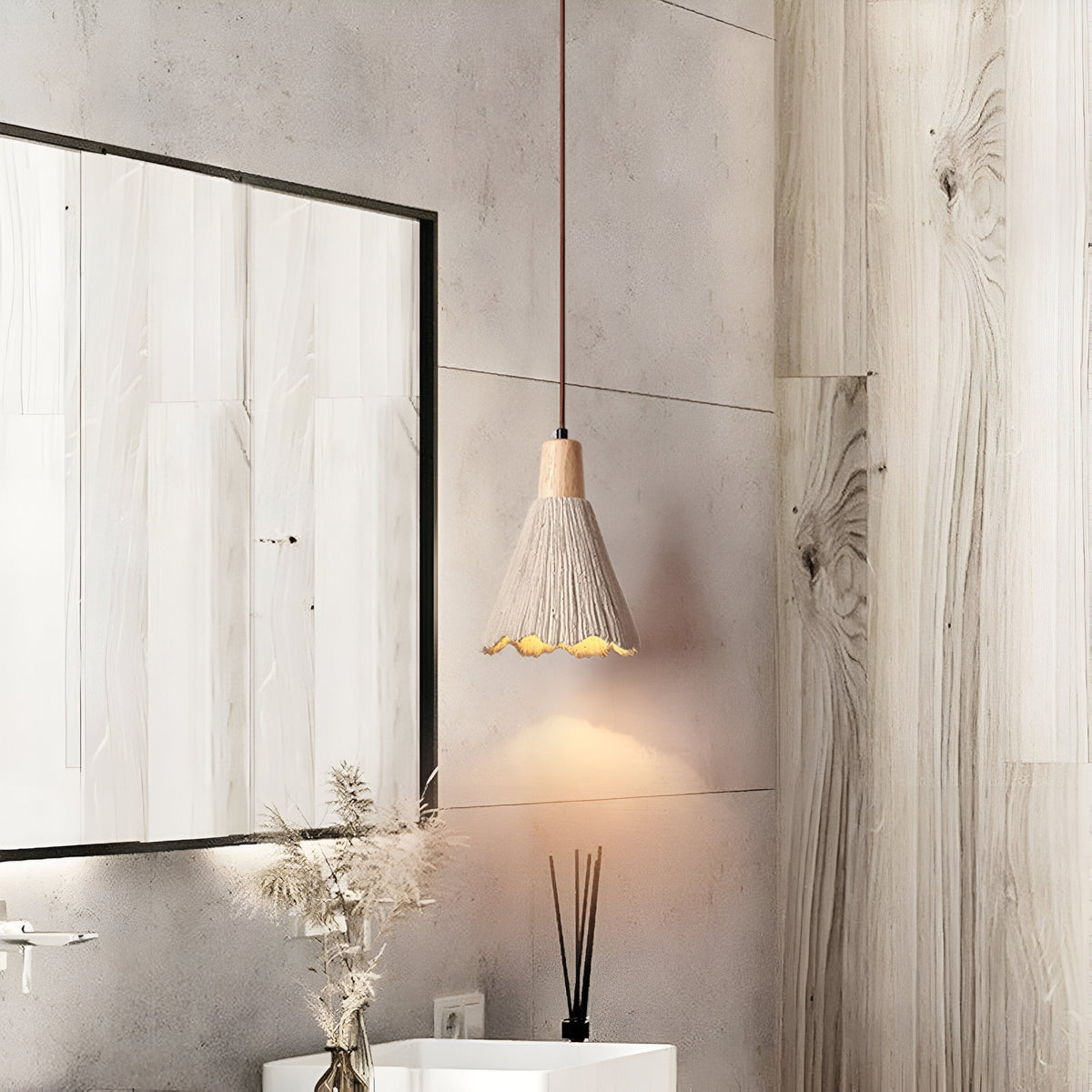 Crème-kleurige betonnen hanglamp 14 inch sculpturale keukeneiland pendellamp koepellamp bedraad moderne boerderij eetkamer plafondlamp | Thomler