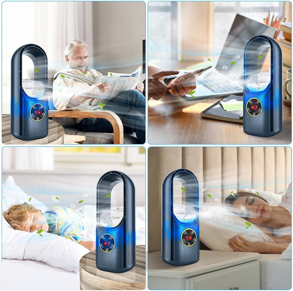 Persönlicher USB-betriebener 12-Zoll-Tisch-Verdunstungskühler, tragbarer Ventilator mit 6 Geschwindigkeitsstufen und Fernbedienung für Schlafzimmer, Büro, Wohnheim und kleine Räume