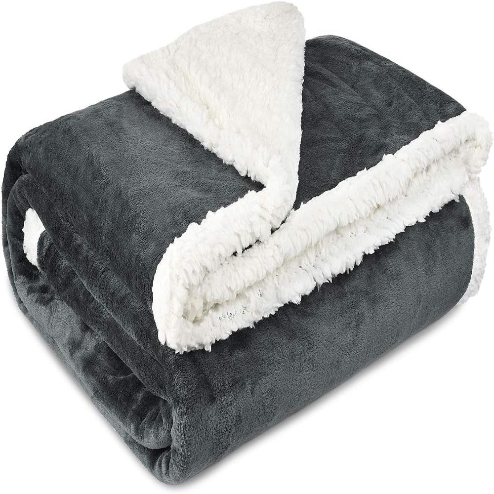 Plush Dual-Sided Microfiber Throw Blanket – Velour & Sherpa for Couch, Bed or Chair