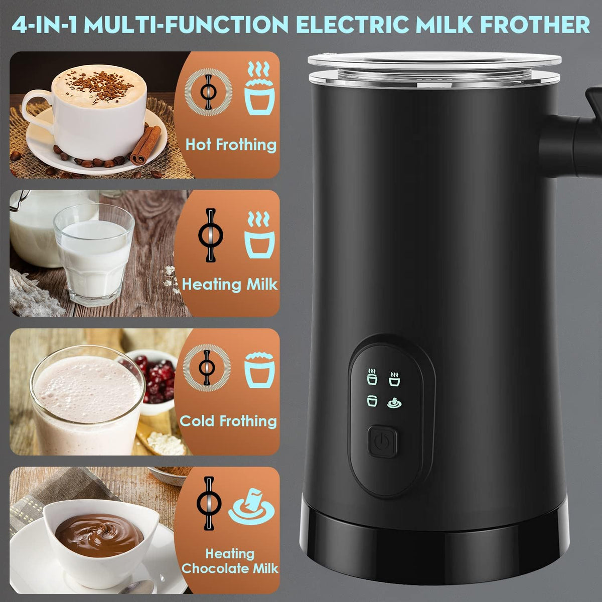 4-in-1 Electric Milk Frother and Steamer
